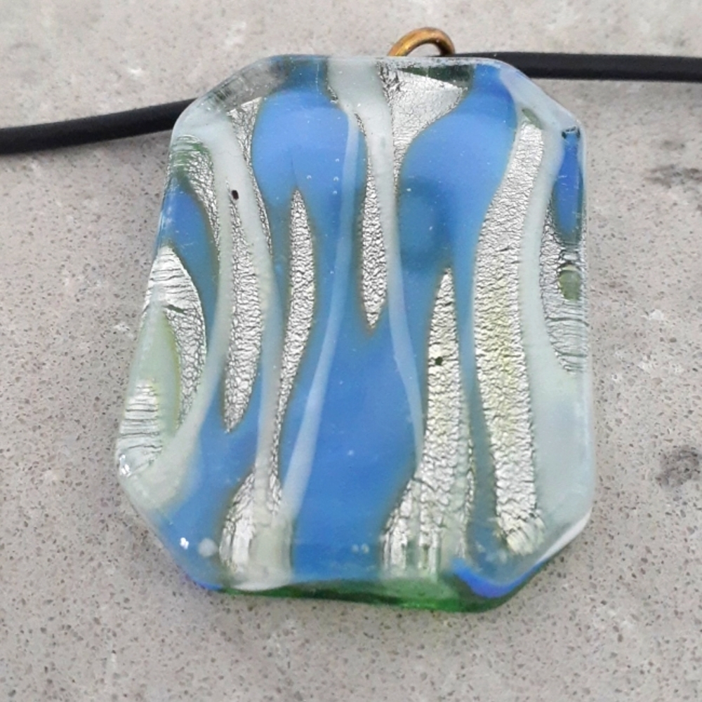 + Vintage fused art glass pendant necklace - Picture 3 of 7